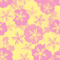 seamless pink and yellow flower pattern  background , greeting card or fabric