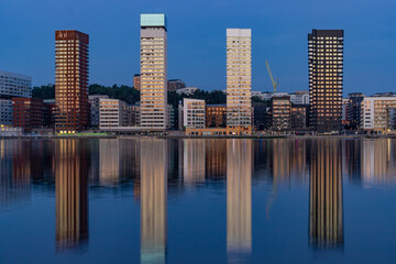 Obraz premium Stockholm, Sweden The towers at Liljeholmskajen at dawn.