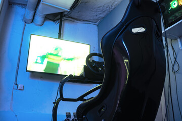 Gamer's chair for simulating an auto simulator.