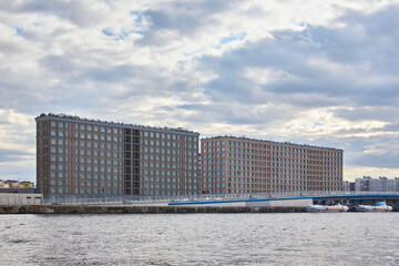 Obraz premium View of various cityscapes from the water