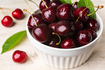 Juice and fresh cherry