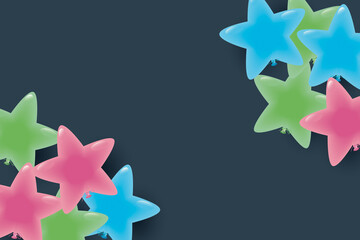 中間色の星形風船イラスト背景