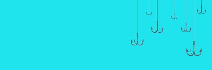 Fishing hooks . Barbed fish hook illustration