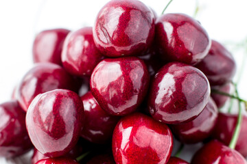 Ripe cherries close-up. Berries macro photo