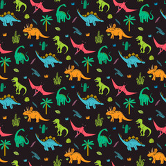 seamless pattern with dinosaurs,childish with bright colors