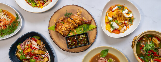 Mixed Thai Food Selections Salads, Grilled Chicken 