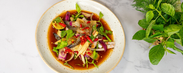 Mixed Thai Food Selections Salads, Grilled Chicken 