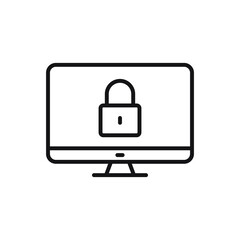 Editable computer lock padlock protection line icon. Vector illustration isolated on white background. using for website or mobile app