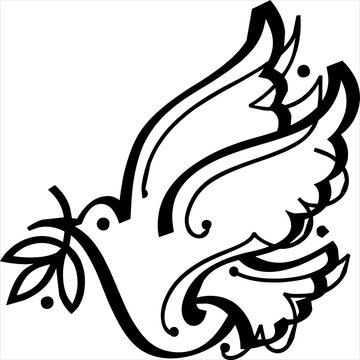 Vector, Image of dove icon, black and white color, with transparent background

