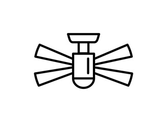 Ceiling fan with light. Vector line icon. Isolated object