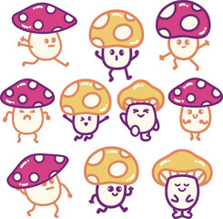 Mushroom Cartoon Character Pack