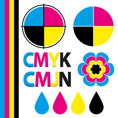 CMJN CMYK design elements. Vector icons set.