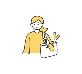 買い物をする女性のイラスト素材