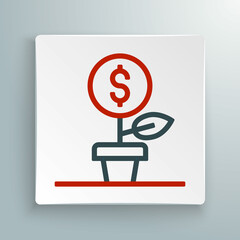 Line Dollar plant icon isolated on white background. Business investment growth concept. Money savings and investment. Colorful outline concept. Vector