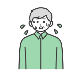 大量の汗をかく高齢男性のイラスト素材