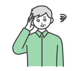 立ち眩みする高齢男性のイラスト素材