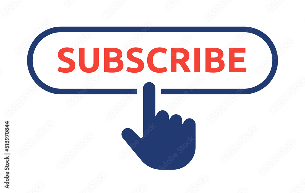 Poster subscribe button icon vector with hand symbol illustration.