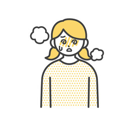 高熱を出す女の子のイラスト素材