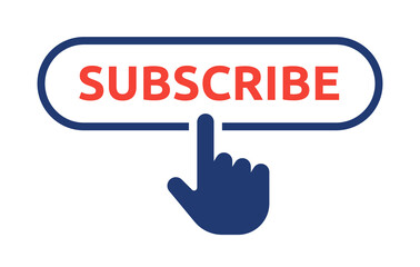 Subscribe button icon vector with hand symbol illustration.
