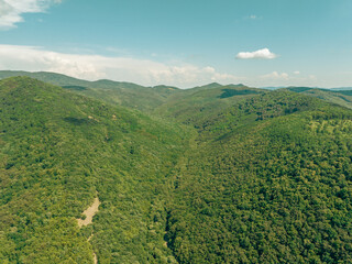 Hungary - Nagyborzsony (Nagybörzsöny) - Borzsony hills (Börzsöny hills) and around the forest from drone view. one of the closest mountains to Budapest, which provides a great hiking opportunity