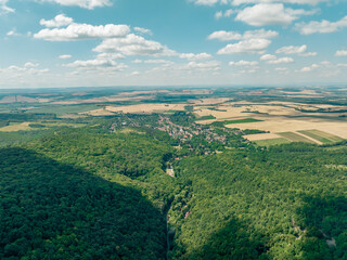 Hungary - Nagyborzsony (Nagybörzsöny) - Borzsony hills (Börzsöny hills) and around the forest from drone view. one of the closest mountains to Budapest, which provides a great hiking opportunity