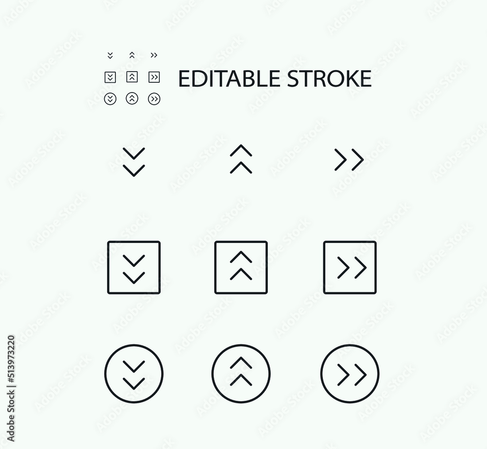 Poster simple set of arrow related vector line icons. contains such icons as down, up and right arrow style