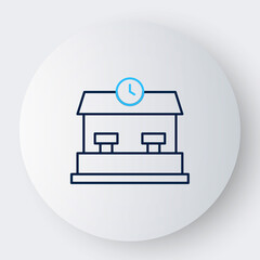 Line Railway station icon isolated on white background. Colorful outline concept. Vector