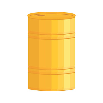 Barrel with fuels. Orange barrel with oil. Oil stocks. Gallon fuel. Gas station