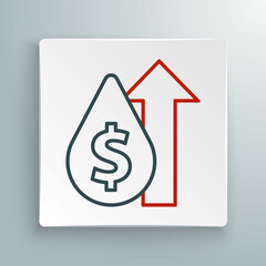 Line Oil price increase icon isolated on white background. Oil industry crisis concept. Colorful outline concept. Vector