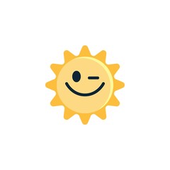 Winking Sun Face emoticon flat icon