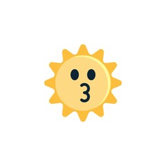 Kissing Sun Face emoji flat icon