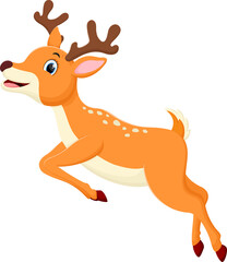 Cartoon cute deer isolated on white background