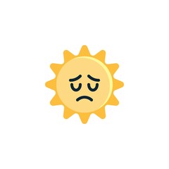 Pensive Sun Face emoji flat icon