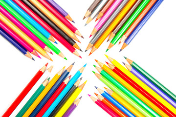 color pencil. set of colored pencils for drawing on a white background. artistic creativity of...