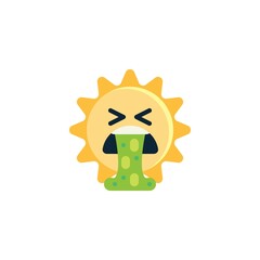 Vomiting sun face emoji flat icon
