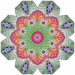 Colorful cute Mandala. Decorative unusual round ornaments.