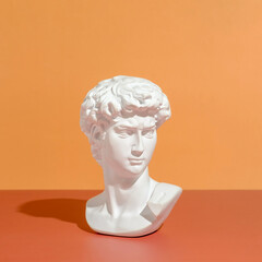 Michelangelo's David antique statue in futurism and vaporwave pop concept.