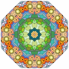 Colorful cute Mandala. Decorative unusual round ornaments.