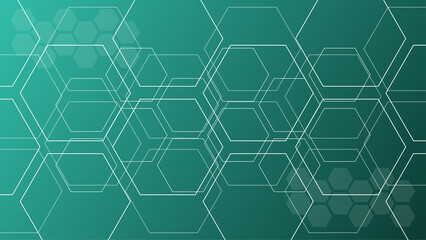 Obraz na płótnie Canvas Abstract green hexagon shape modern background with copy space, vector.