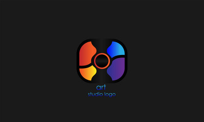 art  studio logo concept, camera icon, color element symbol,vector illustration