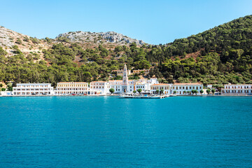 Fototapeta premium Sacred Monastery of Saint Archangel Michael the Panormitis. Symi island, Greece.