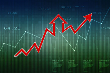 3d rendering business graph and documents. Stock market chart. Business graph background, Financial Background