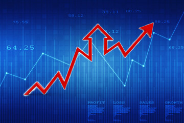 3d rendering business graph and documents. Stock market chart. Business graph background, Financial Background
