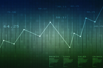 Business Growth graph on technology background, Futuristic raise arrow chart digital transformation abstract technology background. Big data and business growth currency stock and investment economy
