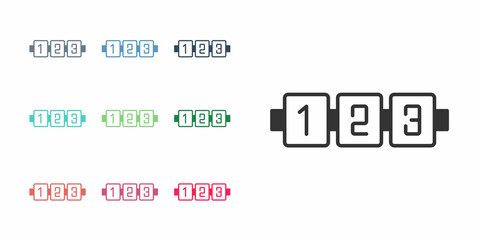 Black Education logic game for preschool kids icon isolated on white background. Kids activity sheet. Count the number of cubes. Set icons colorful. Vector