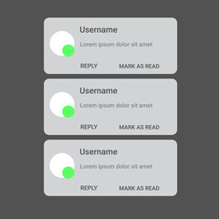 Vector Illustration messages notification apps template. Display pop up messages notifications.