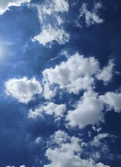  The rainy season sky in Bangkok The blue sky had fluffy white clouds scattered across the sky.