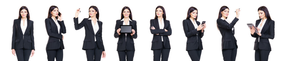 Set of beautiful, attractive businesswoman isolated on white. Business, career success concept.