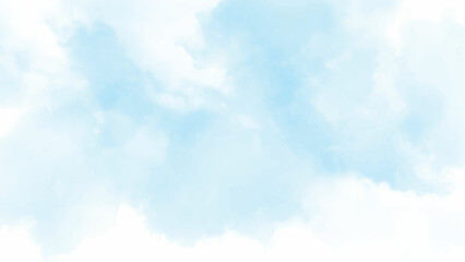 Watercolor illustration art abstract blue color texture background, clouds and sky pattern. Watercolor stain with hand paint, cloudy pattern on watercolor paper for wallpaper banner and any design