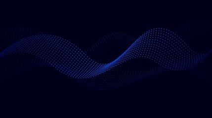Glowing blue particle wave background. Abstract flowing dots vector